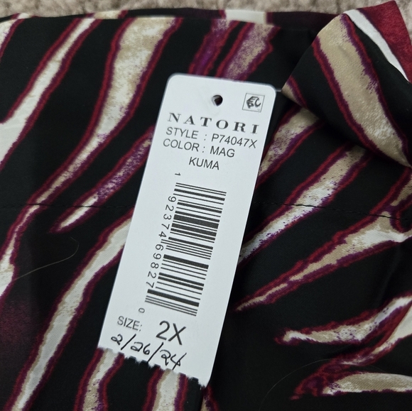 NWT NATORI Kuma Long Robe Length  52" Bathrobe Kimono Sleeve Plus Size 2X - Picture 11 of 16